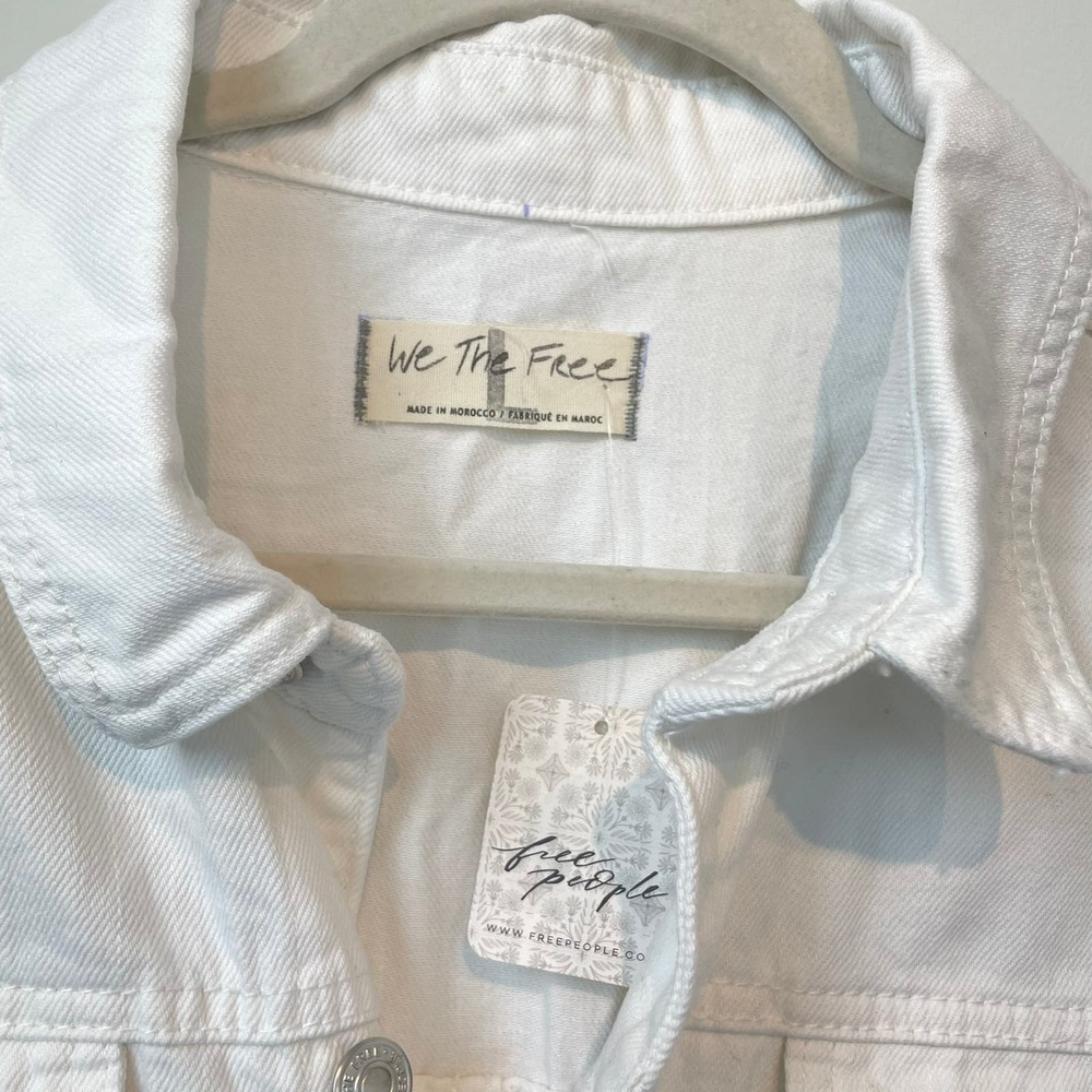 Free People We The Free Marci Jumpsuit Size Large Optic White Cotton Denim - Picture 6 of 15